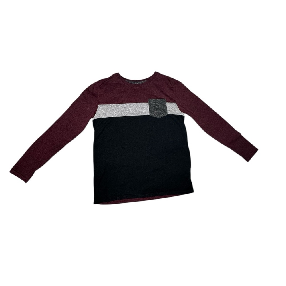 Threads 4 Thought Boys Burgundy and Black Long Sleeve Tee
